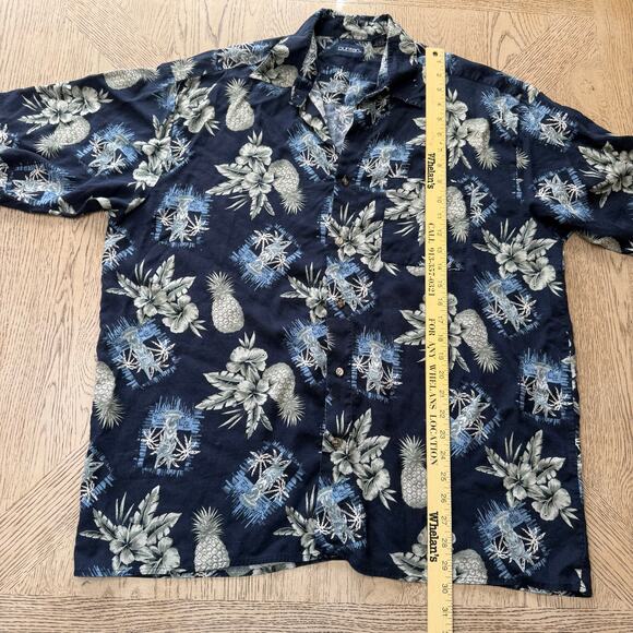 Puritan Navy Blue Hawaiian Print Button Down Shirt XL - Picture 7 of 9